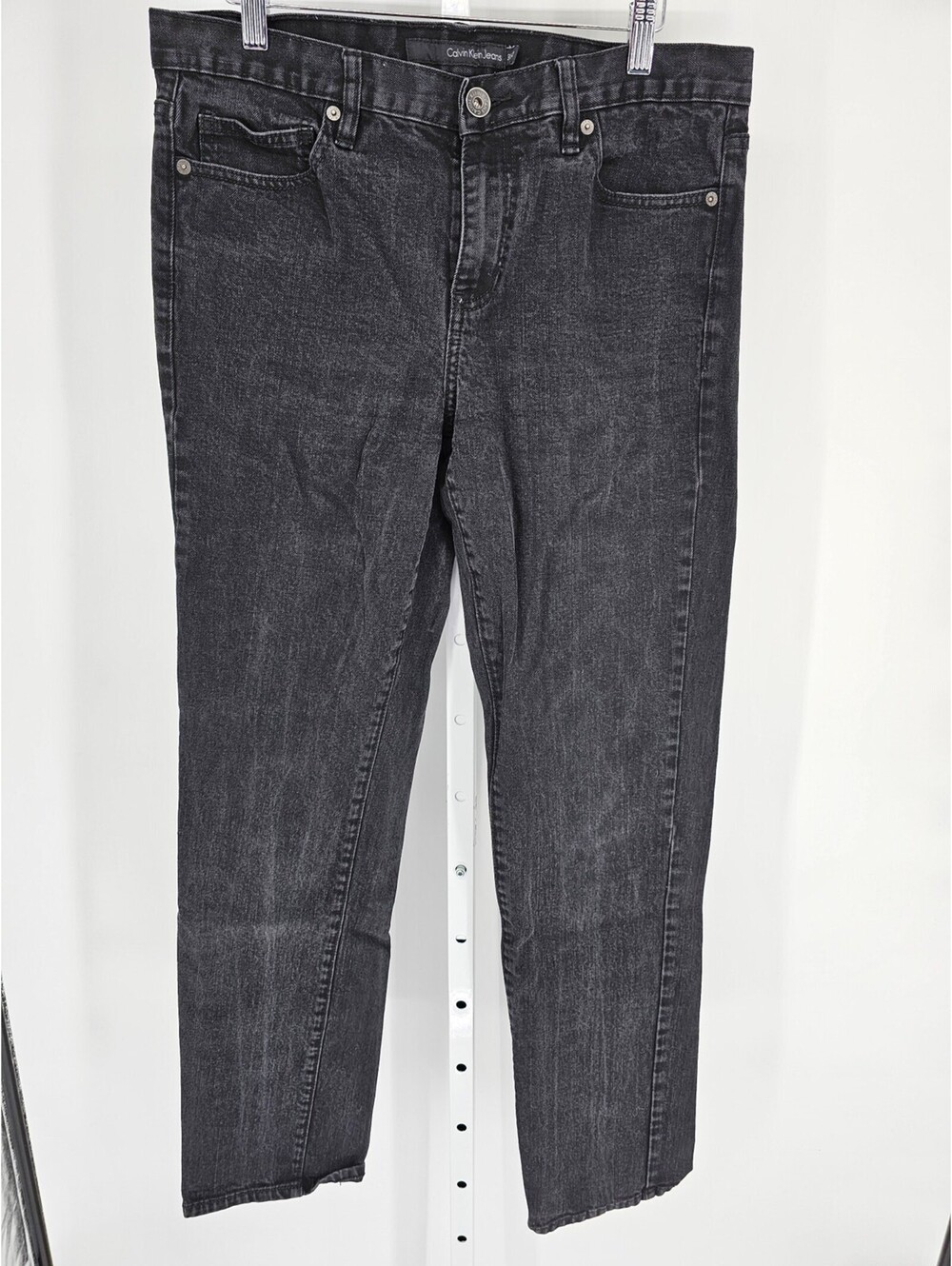 Vtg Calvin Klein Jeans Womens Sz 12 (31") Black Gray Wash Slim Boot Leg